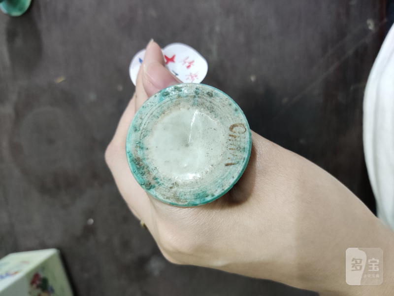 清 绿釉高足杯一对 - 图5